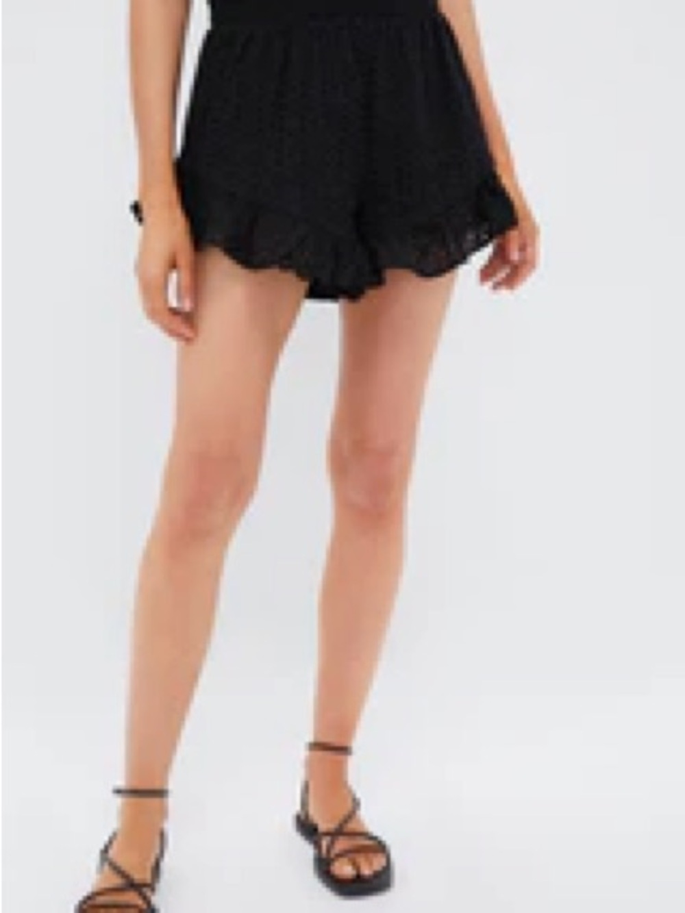 Tuckernuck Black Eyelet Skye Ruffle Hem Shorts